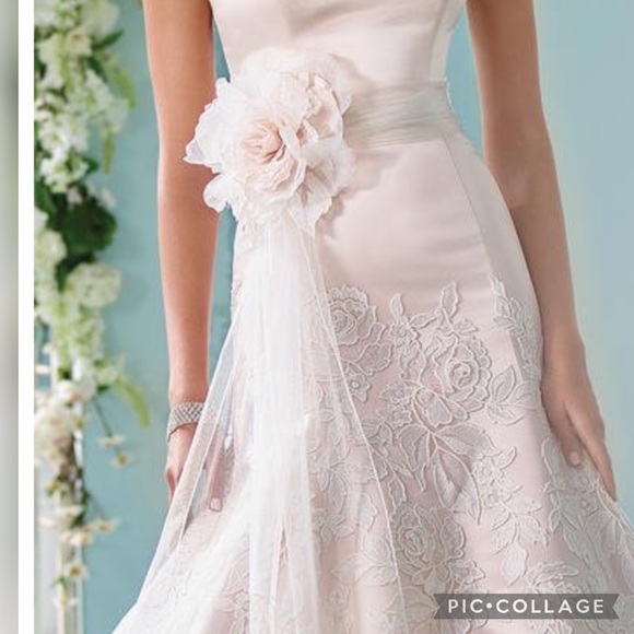 MonCheri strapless soft satin fit and flare wedding gown - Picture 5 of 9